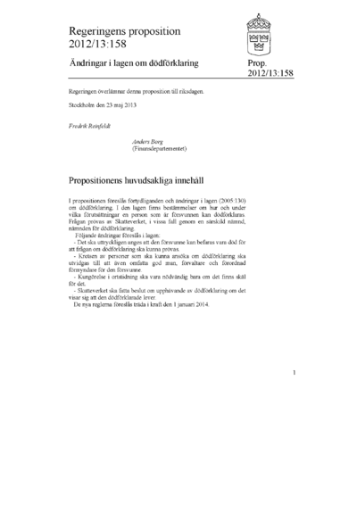 Omslaget till prop. 2012/13:158