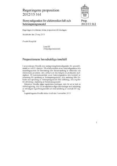 Omslaget till prop. 2012/13:161