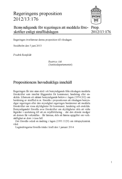 Omslaget till prop. 2012/13:176