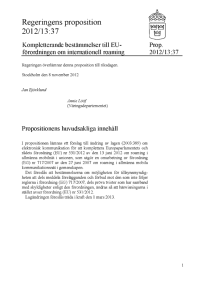 Omslaget till prop. 2012/13:37