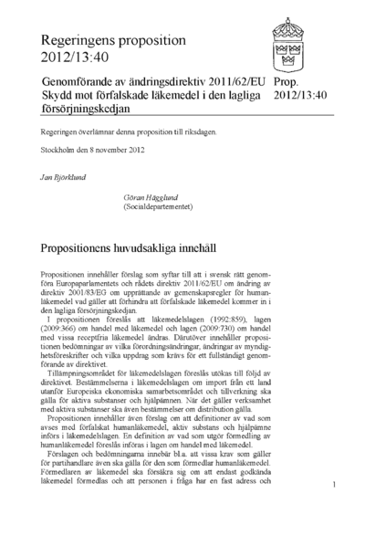 Omslaget till prop. 2012/13:40