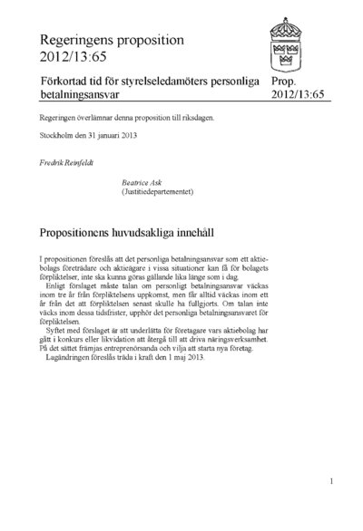 Omslaget till prop. 2012/13:65
