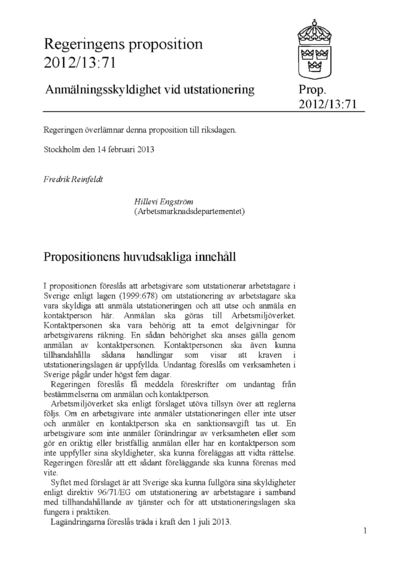 Omslaget till prop. 2012/13:71