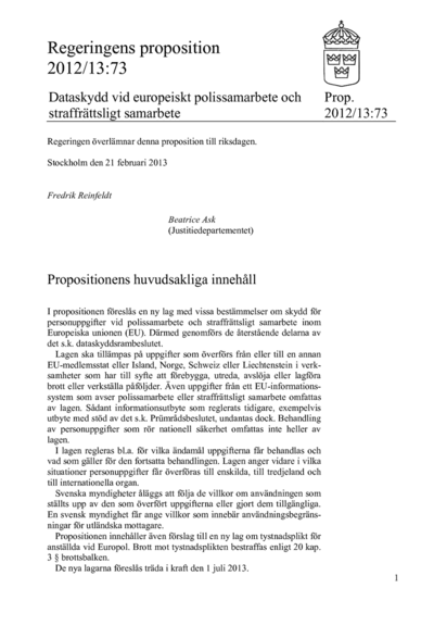Omslaget till prop. 2012/13:73