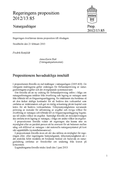 Omslaget till prop. 2012/13:85
