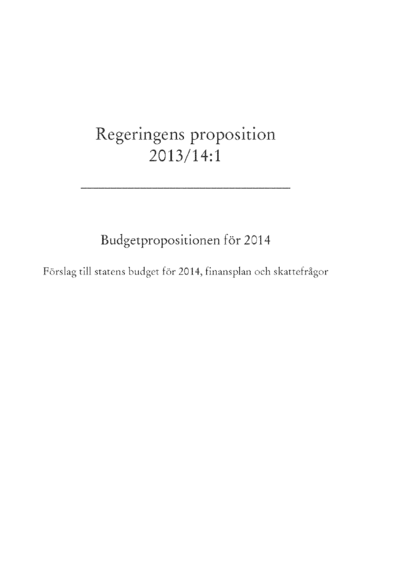 Omslaget till prop. 2013/14:1