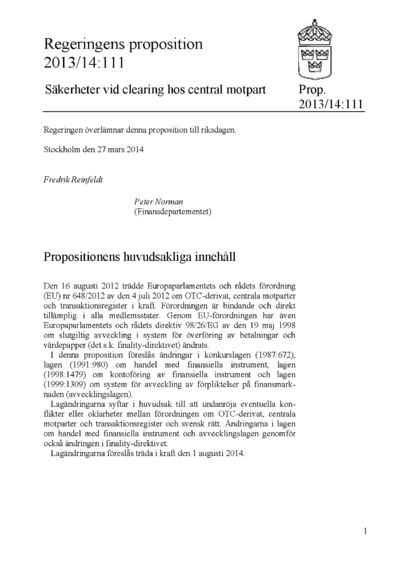 Omslaget till prop. 2013/14:111
