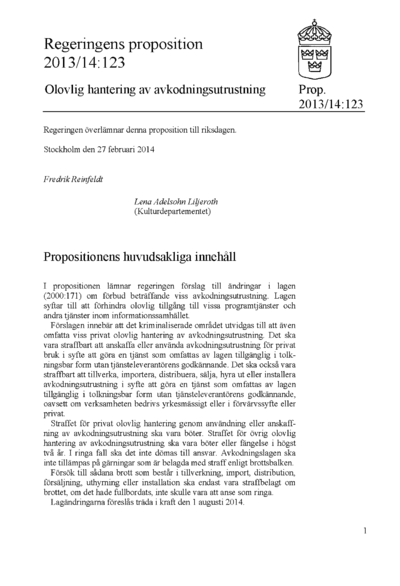 Omslaget till prop. 2013/14:123