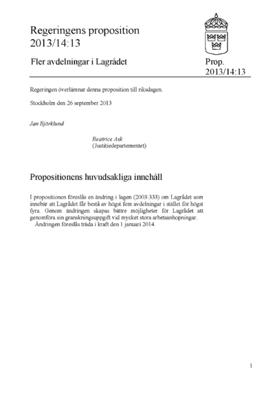 Omslaget till prop. 2013/14:13