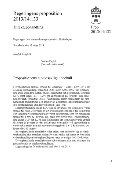 Omslaget till prop. 2013/14:133