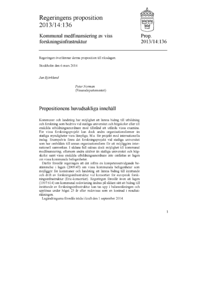 Omslaget till prop. 2013/14:136
