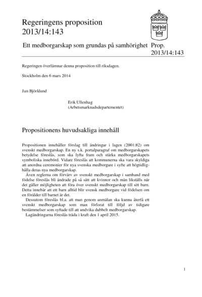 Omslaget till prop. 2013/14:143
