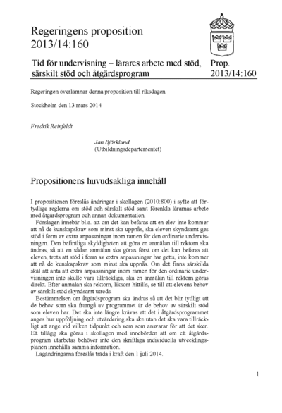 Omslaget till prop. 2013/14:160