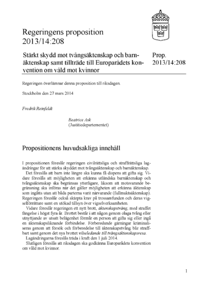 Omslaget till prop. 2013/14:208