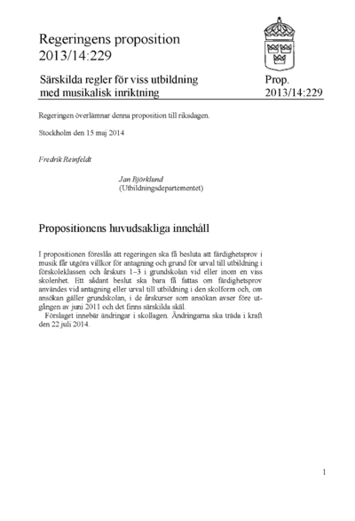 Omslaget till prop. 2013/14:229