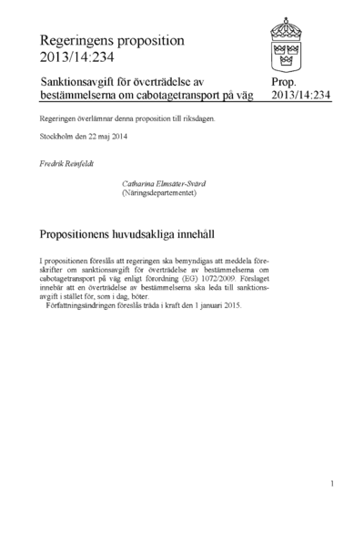 Omslaget till prop. 2013/14:234