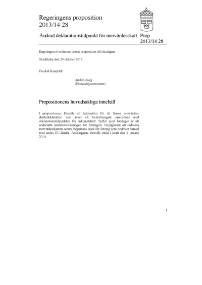 Omslaget till prop. 2013/14:28