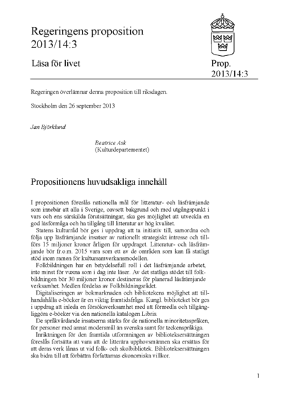 Omslaget till prop. 2013/14:3