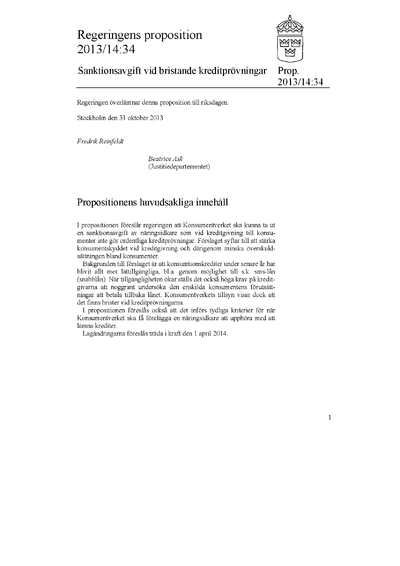 Omslaget till prop. 2013/14:34
