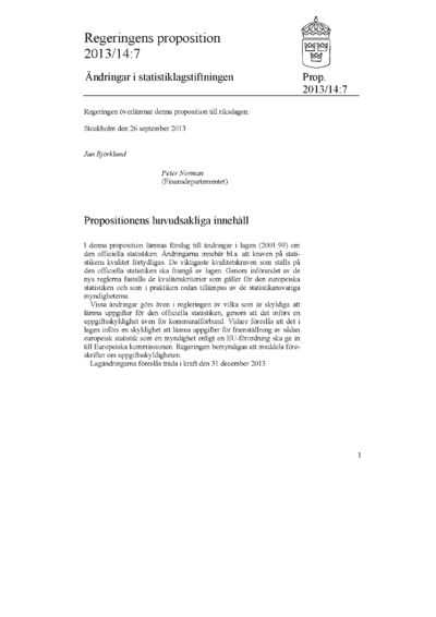 Omslaget till prop. 2013/14:7