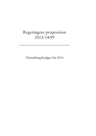Omslaget till prop. 2013/14:99