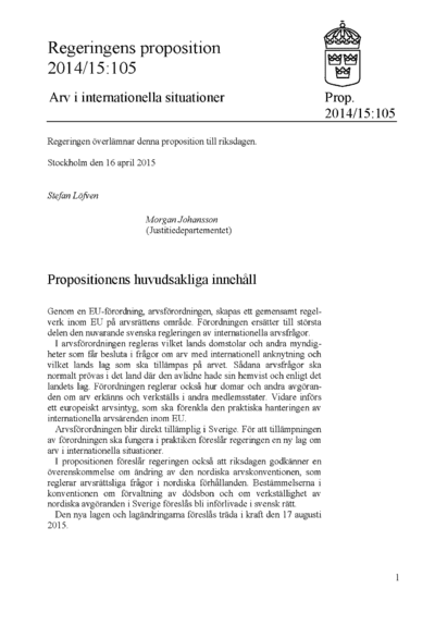 Omslaget till prop. 2014/15:105