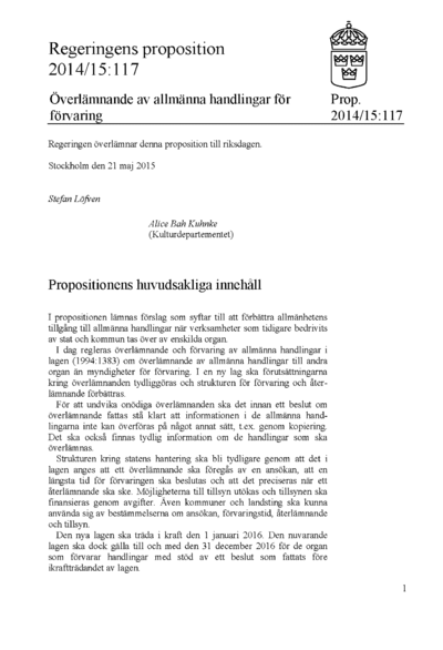 Omslaget till prop. 2014/15:117