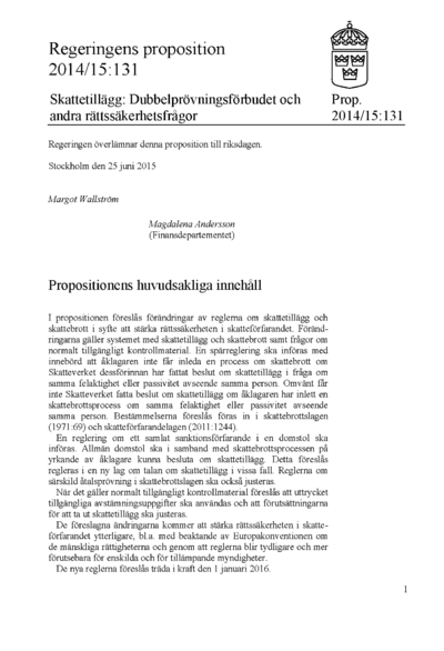 Omslaget till prop. 2014/15:131
