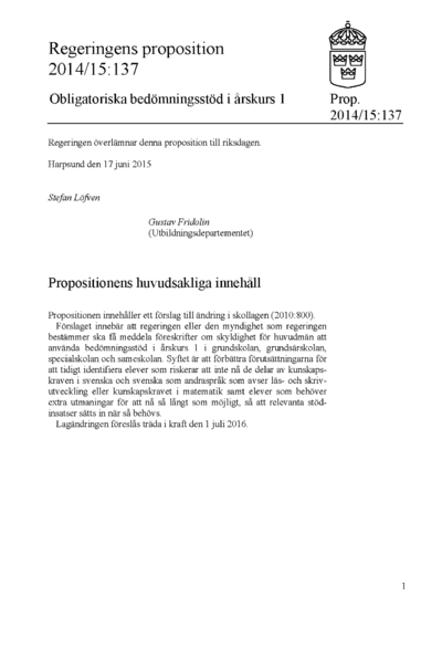 Omslaget till prop. 2014/15:137
