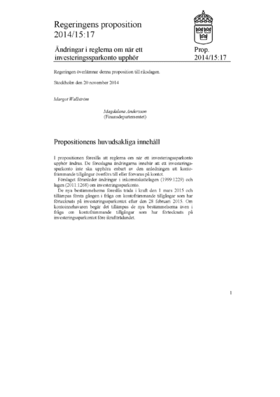 Omslaget till prop. 2014/15:17