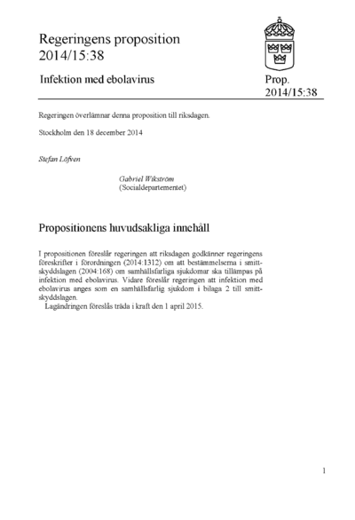 Omslaget till prop. 2014/15:38
