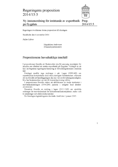 Omslaget till prop. 2014/15:5