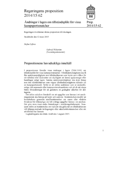 Omslaget till prop. 2014/15:62