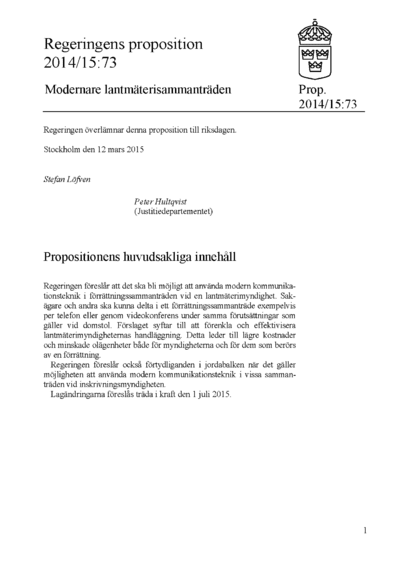 Omslaget till prop. 2014/15:73