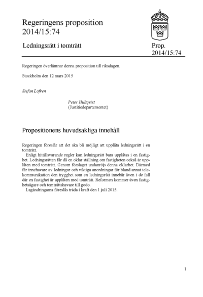 Omslaget till prop. 2014/15:74