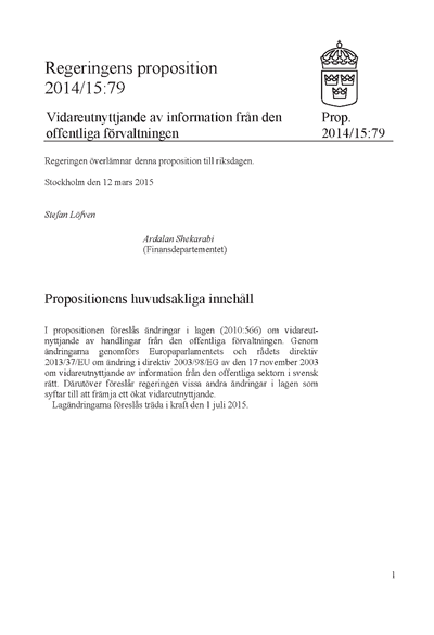 Omslaget till prop. 2014/15:79