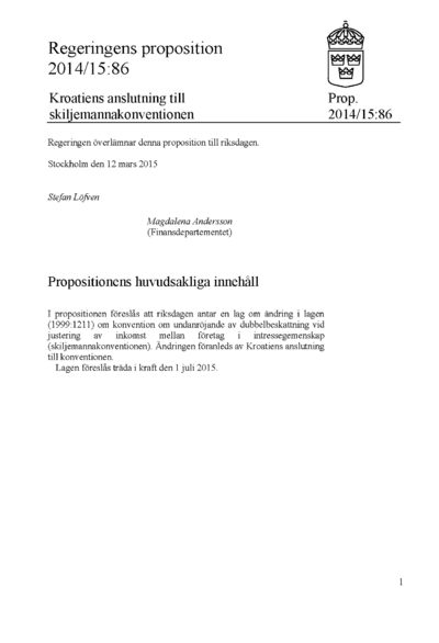 Omslaget till prop. 2014/15:86