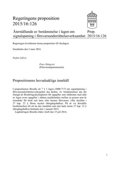 Omslaget till prop. 2015/16:126