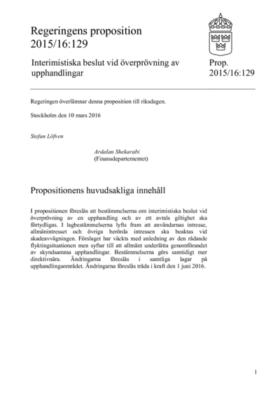 Omslaget till prop. 2015/16:129