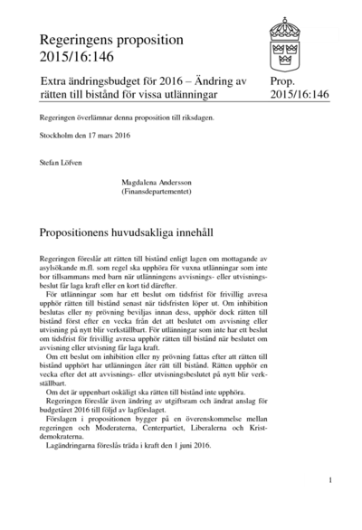 Omslaget till prop. 2015/16:146