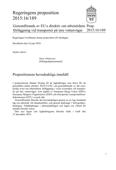 Omslaget till prop. 2015/16:189