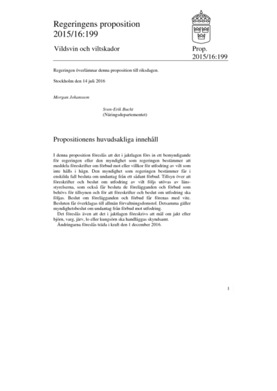 Omslaget till prop. 2015/16:199