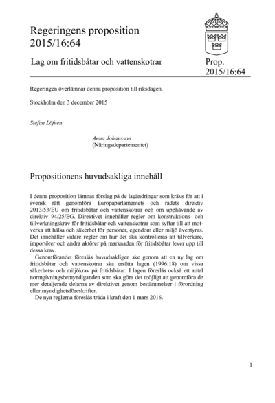 Omslaget till prop. 2015/16:64