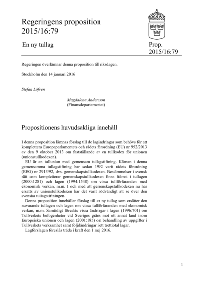 Omslaget till prop. 2015/16:79