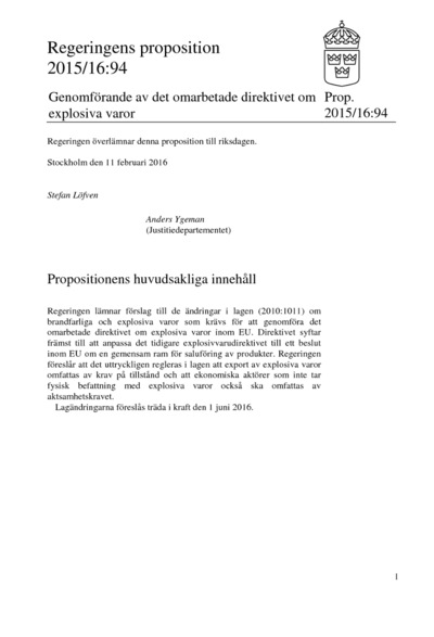 Omslaget till prop. 2015/16:94