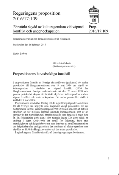 Omslaget till prop. 2016/17:109