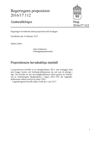 Omslaget till prop. 2016/17:112