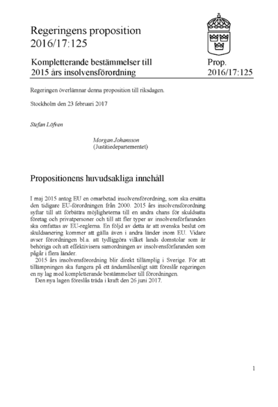 Omslaget till prop. 2016/17:125