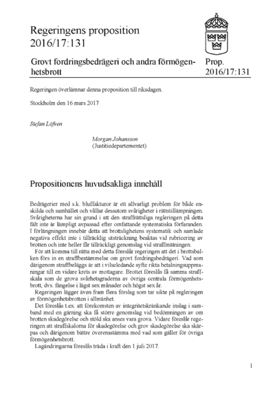 Omslaget till prop. 2016/17:131