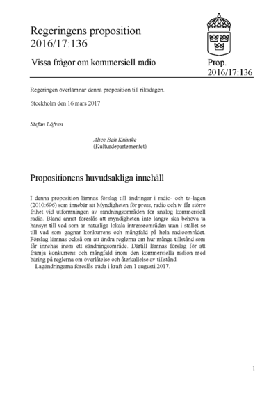 Omslaget till prop. 2016/17:136